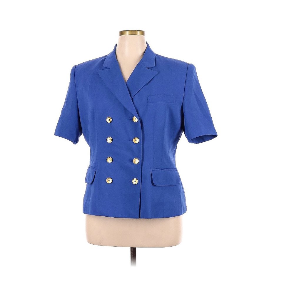 Blue Double-Breasted Short Sleeve Blazer